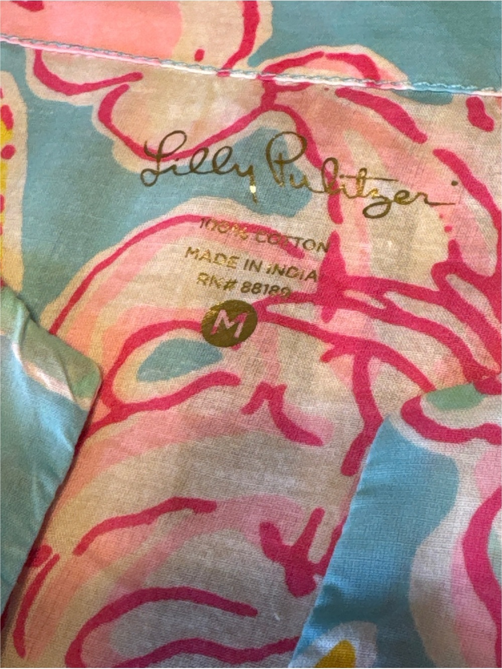 Lilly Pulitzer Pink /Blue Tropical Print Cotton Top - Picture 5 of 5